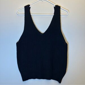 Pink Lily Black Crochet Style Tank Top Size Large